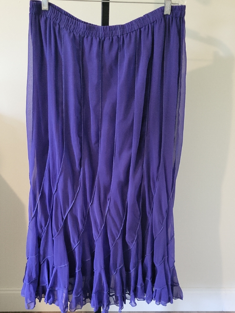 Jessica London Purple Pleated Maxi Skirt Sz 18 Full Flounce Elastic Waist